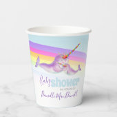 Gobelets En Papier Mignonne narval mère et bébé baby shower arc-en-ci (Verso)