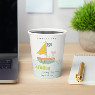 Gobelets En Papier Mignonne Nautique Pirate Voilier N'Importe Quel Âg