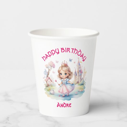 Gobelets En Papier Mignonne Princesse dans Whimsical Wonderland tasse (Verso)