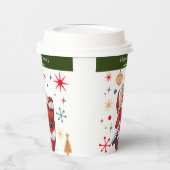 Gobelets En Papier Mignonne Rouge et Vert Monogramme Noël Père Noël (Gauche)