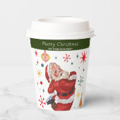 Gobelets En Papier Mignonne Rouge et Vert Monogramme Noël Père Noël (Verso)