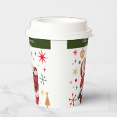 Gobelets En Papier Mignonne Rouge et Vert Monogramme Noël Père Noël (Droite)