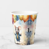 Gobelets En Papier Mignonne souris avec ballons colorés, personnalisa (Recto)