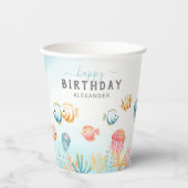 Gobelets En Papier Mignonne sous l'Anniversaire de enfant marin (Recto)