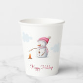 Gobelets En Papier Mignons marshmallows de neige roses (Verso)