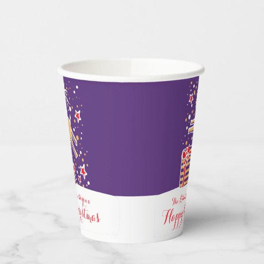 Gobelets En Papier Mignons rennes de Noël rouge violet coutume (Gauche)