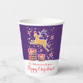 Gobelets En Papier Mignons rennes de Noël rouge violet coutume (Recto)