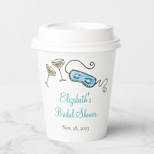 Gobelets En Papier Mini-siècle Cocktail Party Illustré main unique (Recto)