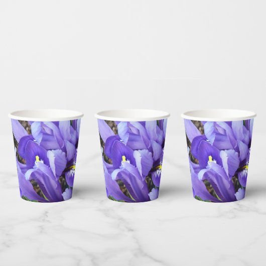 Gobelets En Papier Miniature Bleu Irises Printemps Floral (Multi)