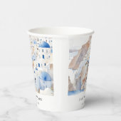 Gobelets En Papier Minimal chic Santorini Grèce Mariage aquarelle (Droite)