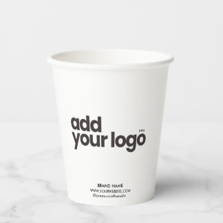 Gobelets En Papier Minimaliste Moderne Blanc Ajoutez Votre Logo