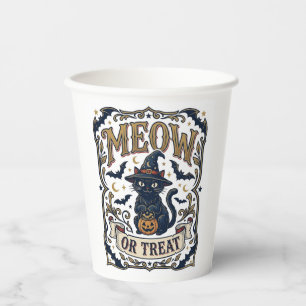 Gobelets En Papier Minou ou traiter Chat Halloween Chat effrayant Vin