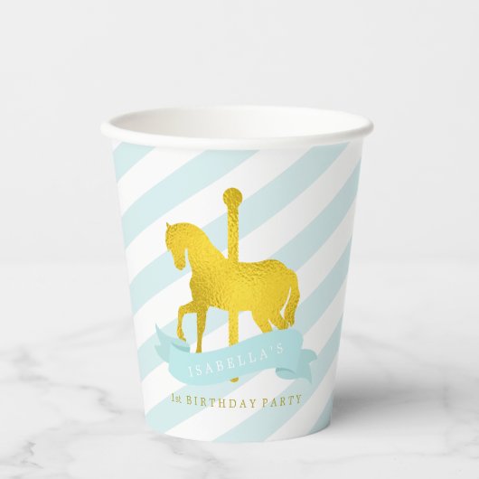 Gobelets En Papier Mint Carousel Cheval Anniversaire Party Paper Cup (Recto)