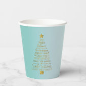 Gobelets En Papier Mint Gold Inspirational Christmas Tree Peace Joy (Recto)