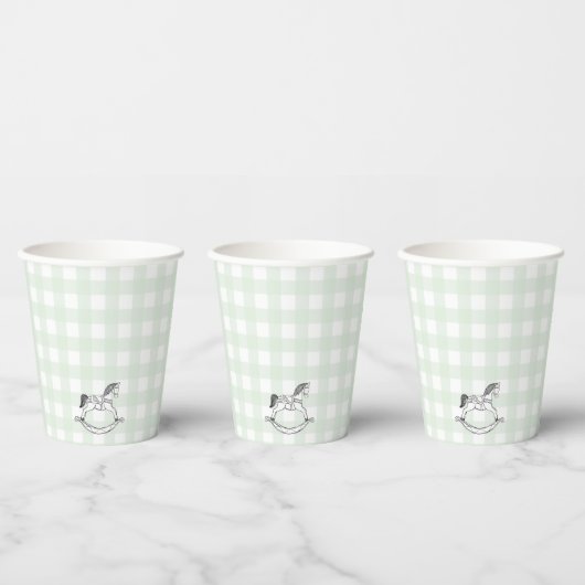 Gobelets En Papier Mint Green En vichy Rockking Cheval tasse de papie (Multi)