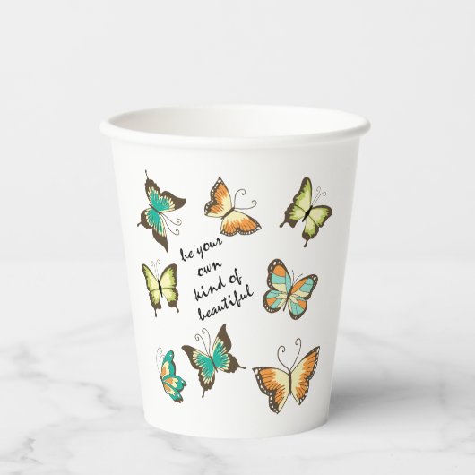 Gobelets En Papier Mint Soyez Vos Propres Beaux Papillons (Recto)