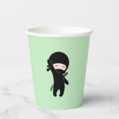 Gobelets En Papier Minuscule Ninja heureux sur vert (Recto)