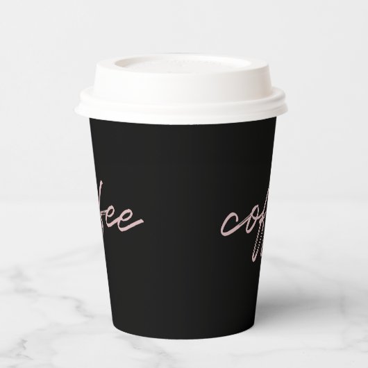 Gobelets En Papier Minuscule noir et rose "café" Script (Gauche)
