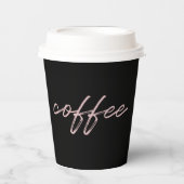 Gobelets En Papier Minuscule noir et rose "café" Script (Recto)