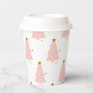 Gobelets En Papier Minuscules arbres de Noël roses