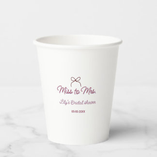 Gobelets En Papier Miss to Mrs enterrement de vie de jeune fille ajou