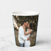 Gobelets En Papier Mistletoe ligne art bleu mariage photo personnalis (Verso)