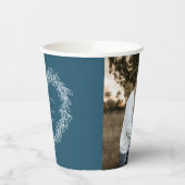 Gobelets En Papier Mistletoe ligne art bleu mariage photo personnalis (Gauche)