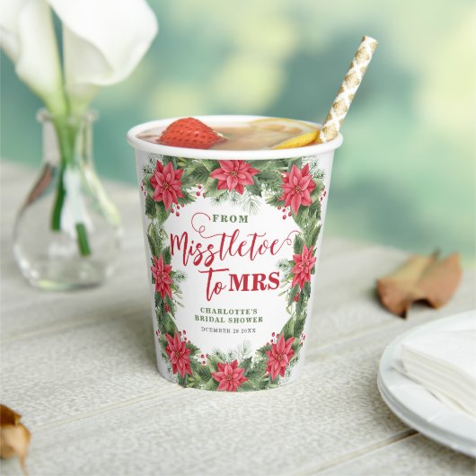 Gobelets En Papier Mistletoe Pour Mme Poinsettia D'hiver Baby Shower (Insitu)