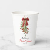 Gobelets En Papier Mistletoe Red Bow Festive Bridal Shower (Verso)