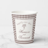 Gobelets En Papier Mocha Brown Harlequin Checkered Wedding (Verso)