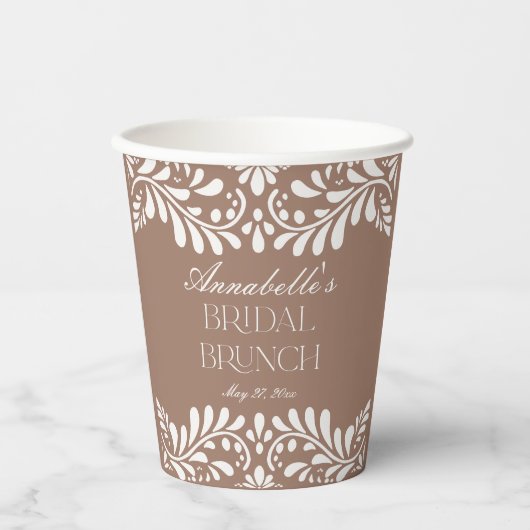 Gobelets En Papier Mocha Brown Talavera espagnol Fiesta Bridal Brunch (Recto)