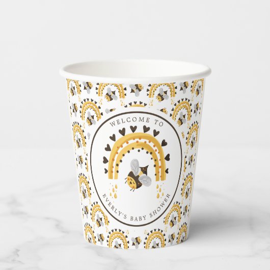 Gobelets En Papier Mod Rainbow Bumblebee Miel Bee Baby shower (Verso)