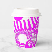 Gobelets En Papier Mod rose et blanc (Verso)