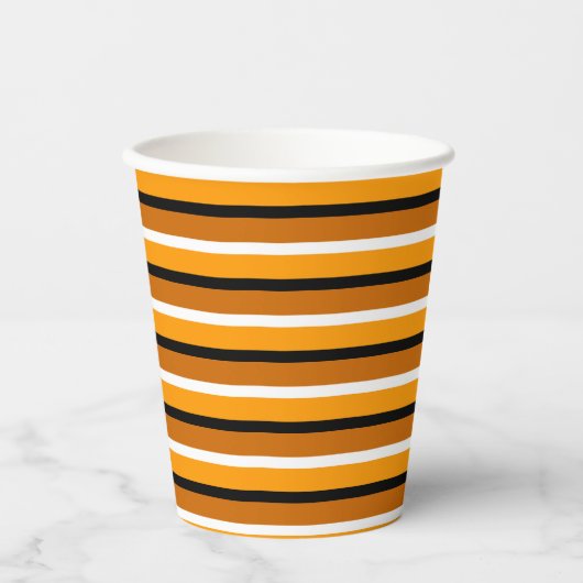 Gobelets En Papier Modèle de bande orange brun (Recto)