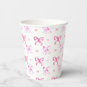 Gobelets En Papier Modèle de coquette à ruban rose pour mariage (Verso)