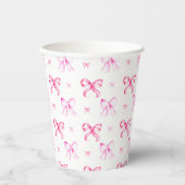 Gobelets En Papier Modèle de coquette à ruban rose pour mariage (Recto)