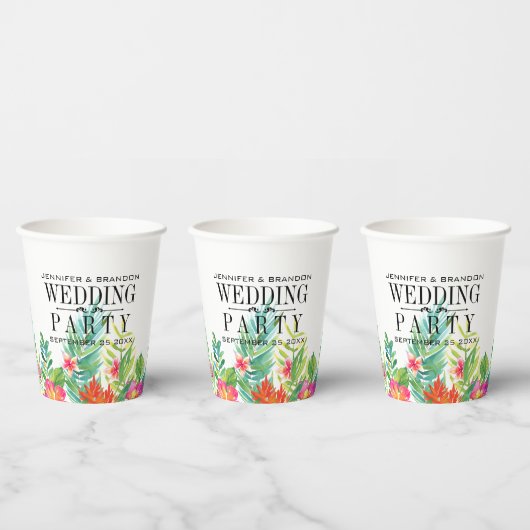 Gobelets En Papier Modèle de mariage de tasse en papier à bordure de (Multi)