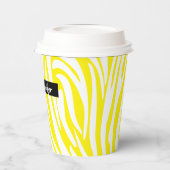 Gobelets En Papier Modèle de zèbre à rayures jaunes et blanches monog (Gauche)