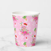 Gobelets En Papier Modèle Flamingo rose de Noël (Verso)