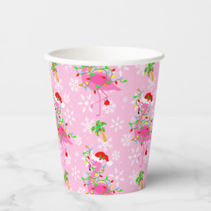 Gobelets En Papier Modèle Flamingo rose de Noël