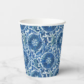Gobelets En Papier Modèle floral chinois bleu (Verso)