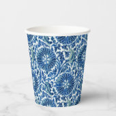 Gobelets En Papier Modèle floral chinois bleu (Recto)