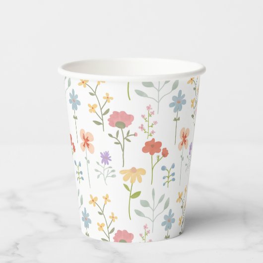 Gobelets En Papier Modèle Floral fleur sauvage (Verso)