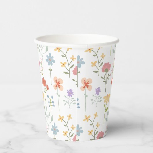 Gobelets En Papier Modèle Floral fleur sauvage (Droite)