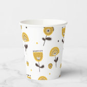 Gobelets En Papier Modèle Floral Jaune Moderne Du Milieu Du Siècle (Gauche)