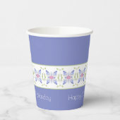 Gobelets En Papier Modèle Floral Moderne En Périwinkle (Gauche)