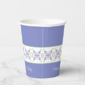 Gobelets En Papier Modèle Floral Moderne En Périwinkle (Droite)