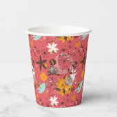 Gobelets En Papier Modèle floral rétro 2 (Verso)