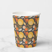 Gobelets En Papier Modèle floral rétro classique (Verso)