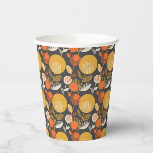 Gobelets En Papier Modèle floral rétro classique (Gauche)